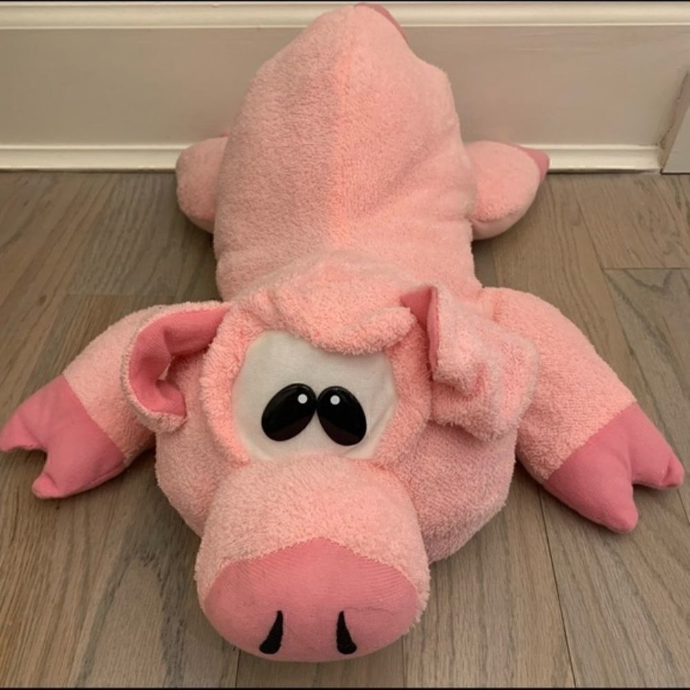 Goffa Large Pink Laying Pig NWT Stuffes Animal Toy